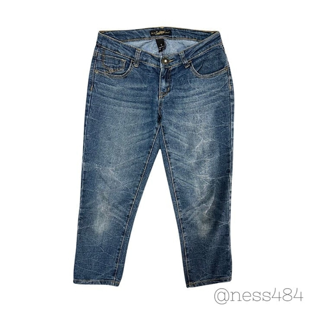 South Pole Womens Jeans Size 7 Blue Denim‎ Embellished Back Pockets Crop